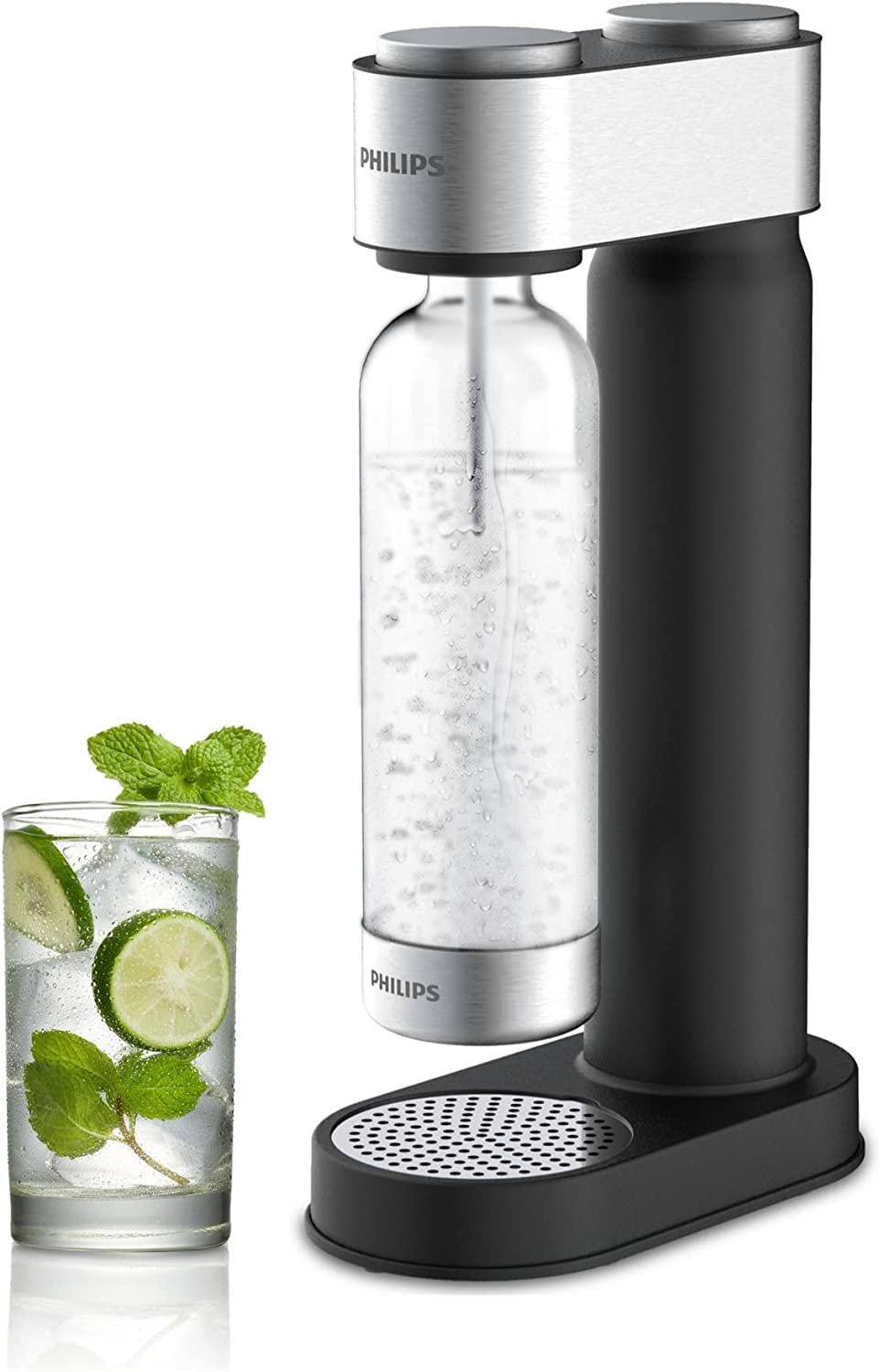 Philips Stainless Sparkling Water Maker Soda Maker Machine for Home Carbonating with BPA Free Pet 1L Carbonating Bottle, Compatible with Any