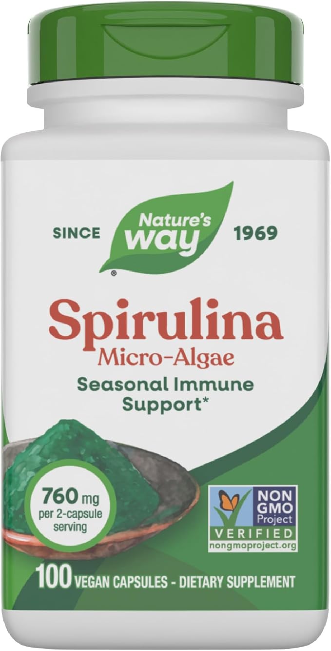 Natures Way Spirulina, Micro-Algae, 380 mg, Vegetarian Capsules - 100 capsules