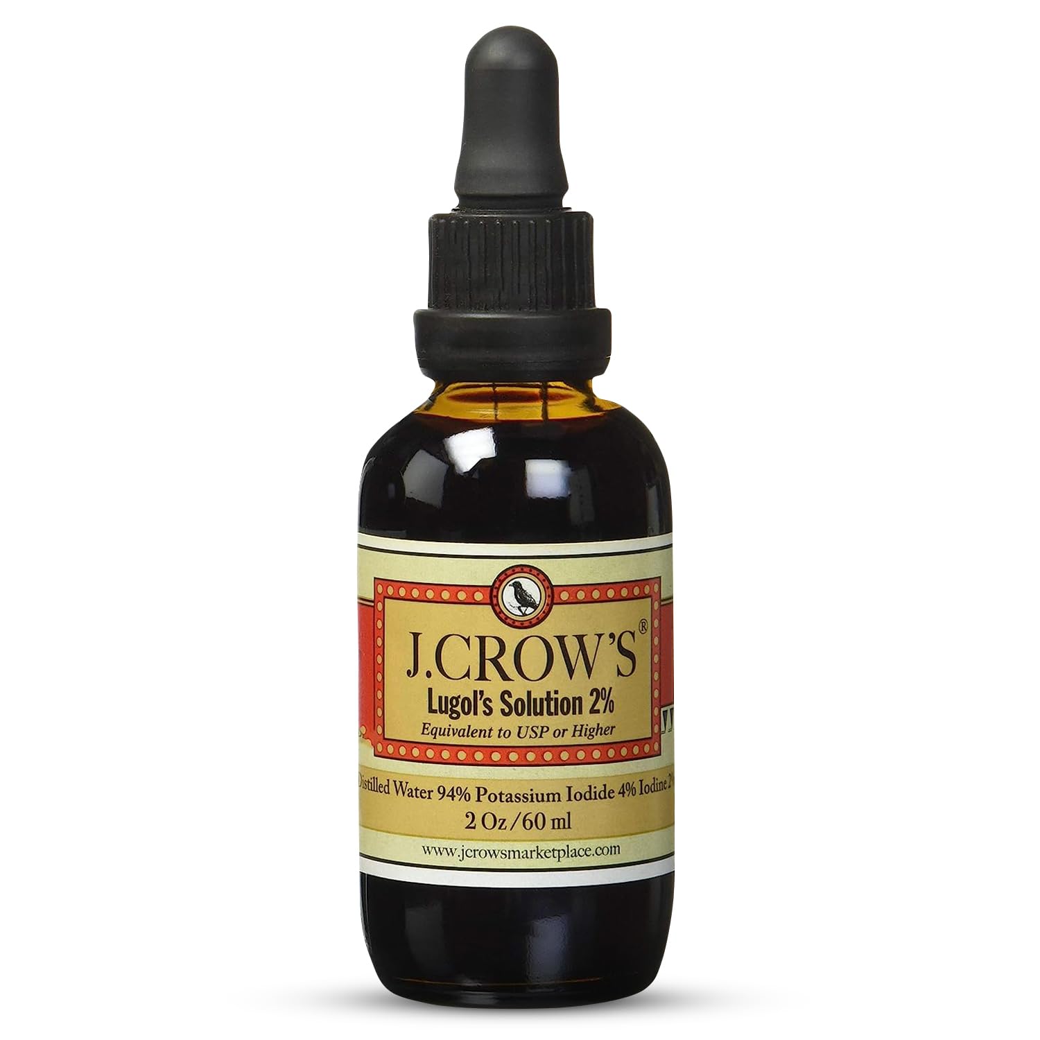 J.CROW'S Lugol's Solution of Iodine 2% 2 oz Three Pack (3 Bottles)