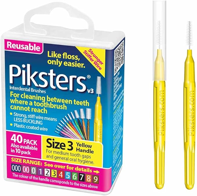 Piksters Interdental Brushes Size 3 Yellow 40 Pack