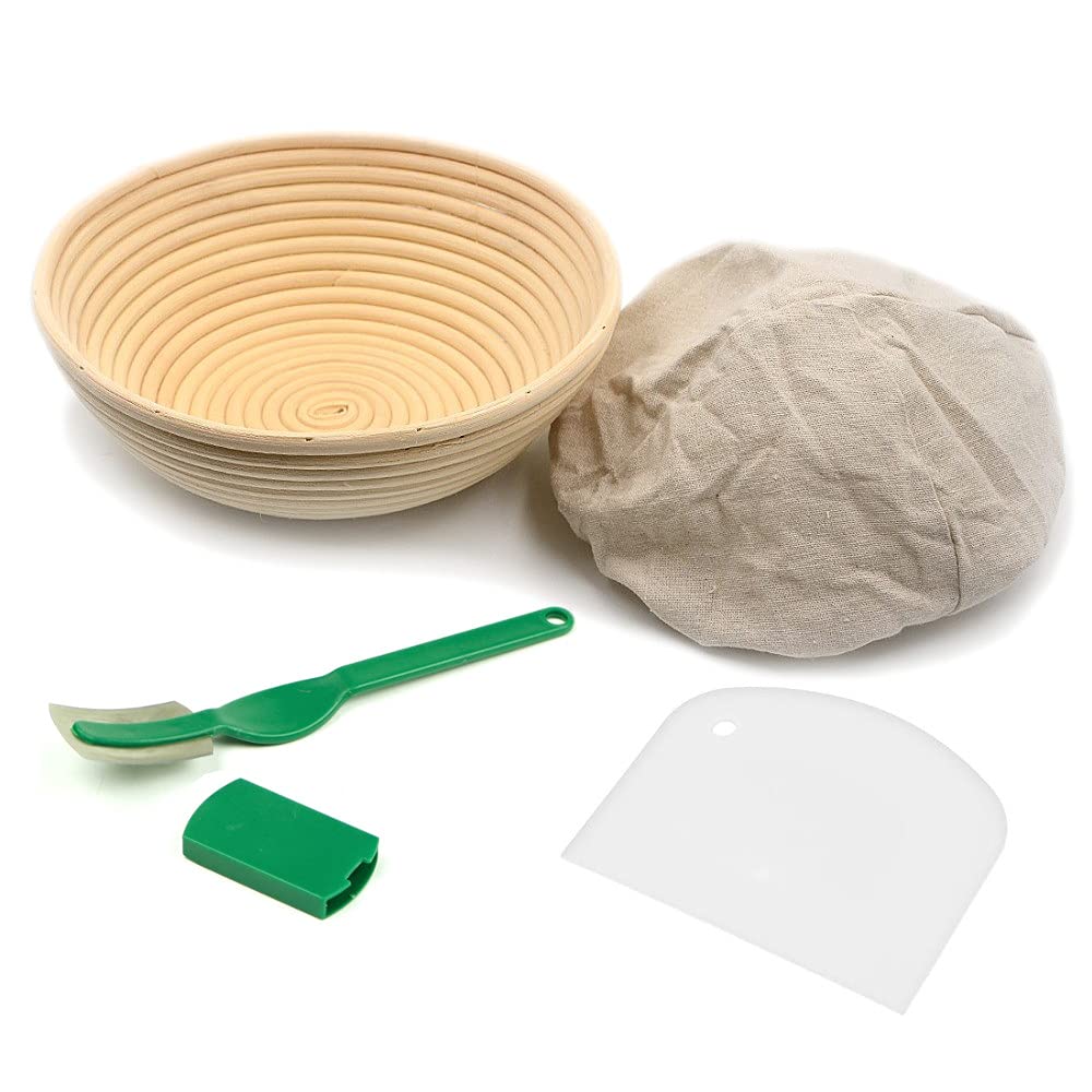 Brunswick Bakers 23cm Round Banneton/Scraper/Knife/Lining Bread Proofing Set