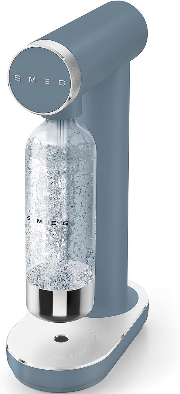 Smeg SKC01SBM Soda Maker, Non-Slip Feet, Space Saving Design, 800ml, Storm Blue