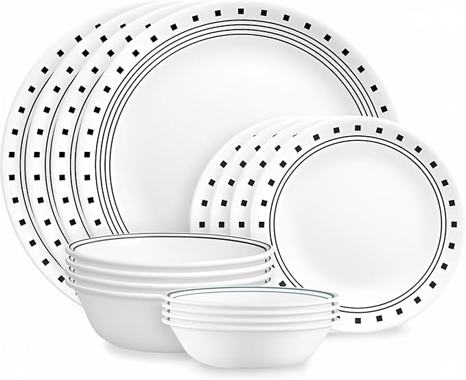 Corelle City Block 16-Piece Mugless Dinnerware Set, Service for 4