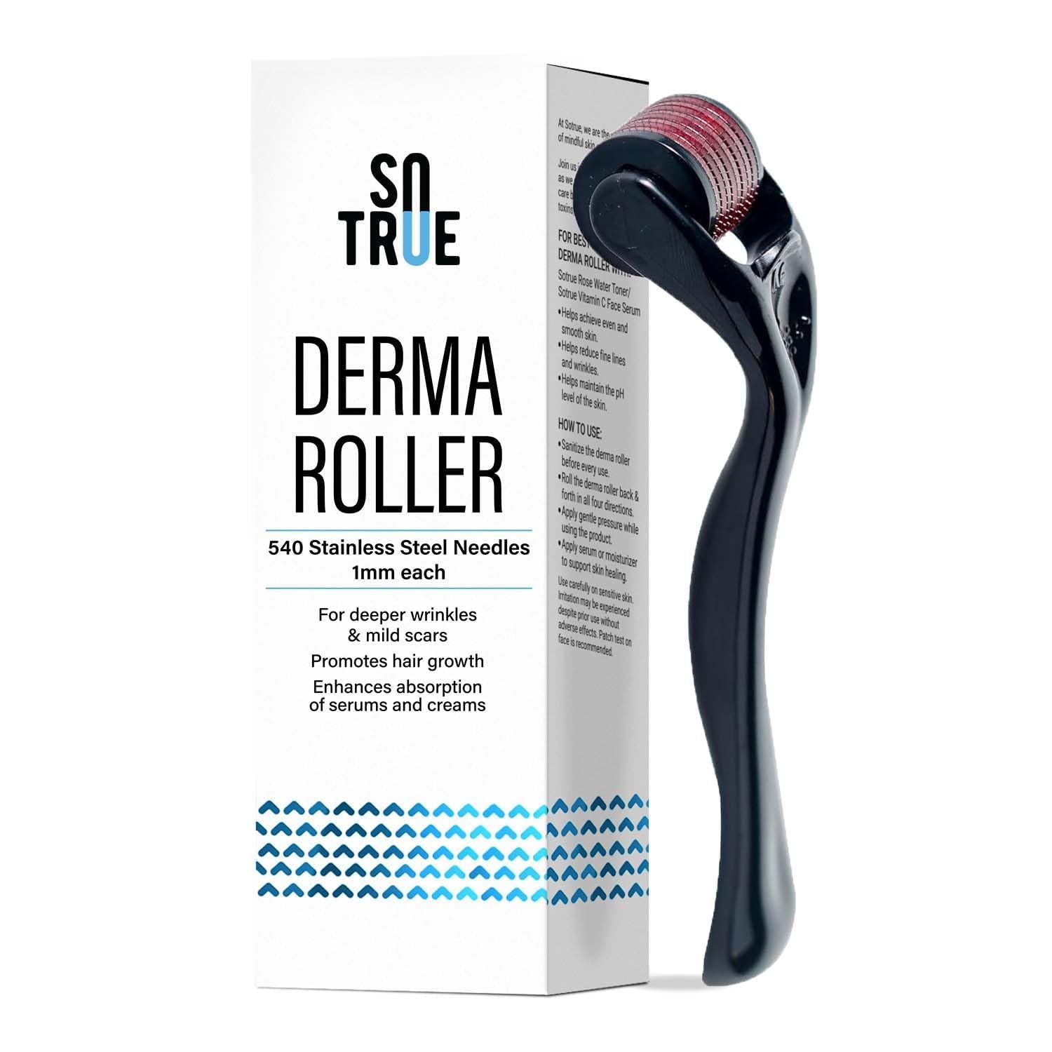 Sotrue Derma Roller for Hair Growth 0.5 mm with 540 Titanium Needles | Repairs Damaged Hair, Activates Hair Follicles | for Hair Fall & Hair