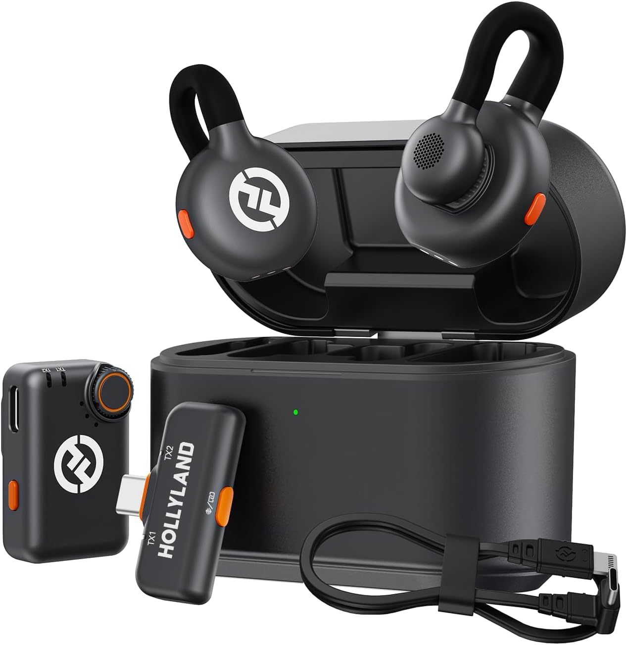 Hollyland Lark M2S Combo 2-Person Wireless Microphone System for Cameras and Mobile Devices (Camera RX+USB-C RX+ Lightning Cable)