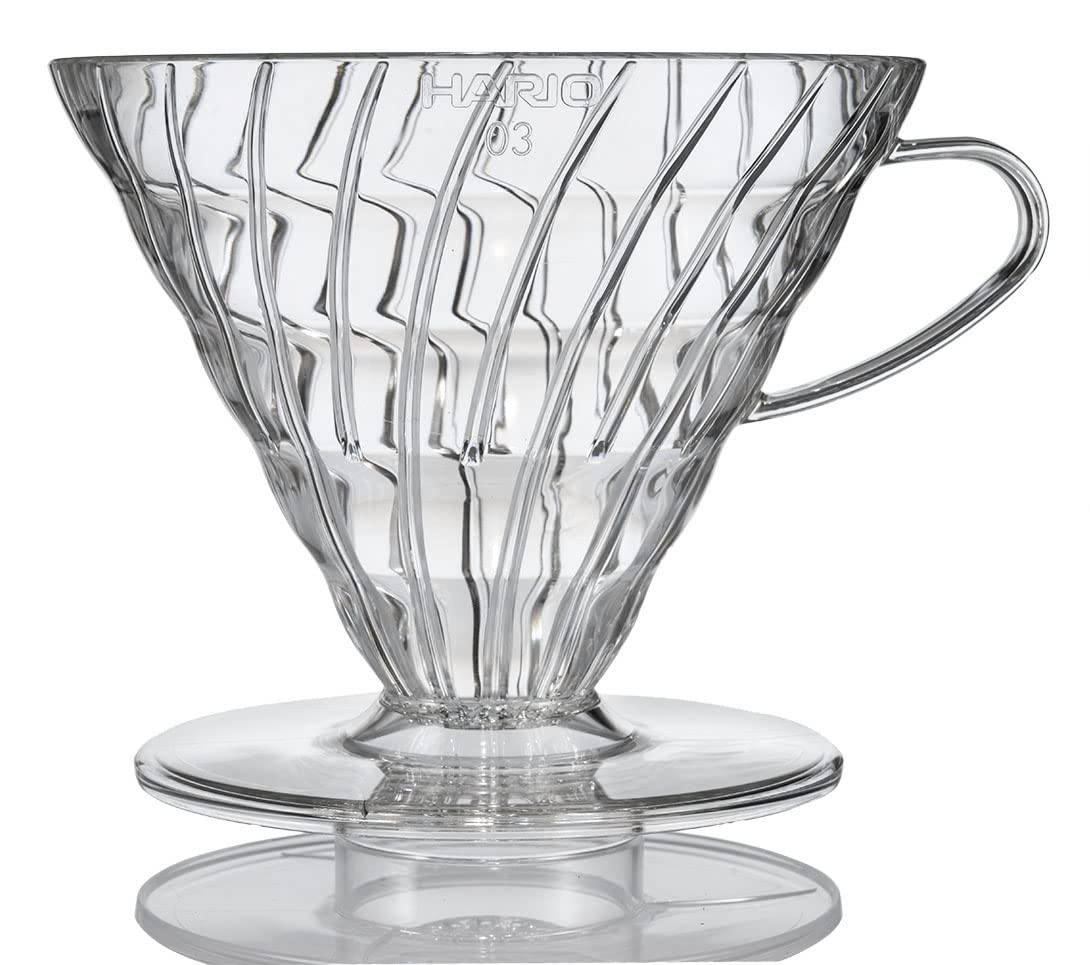HARIO VDR-03T V60 03 Transparent Coffee Dripper, Clear Coffee Dripper, For 1-6 Cups