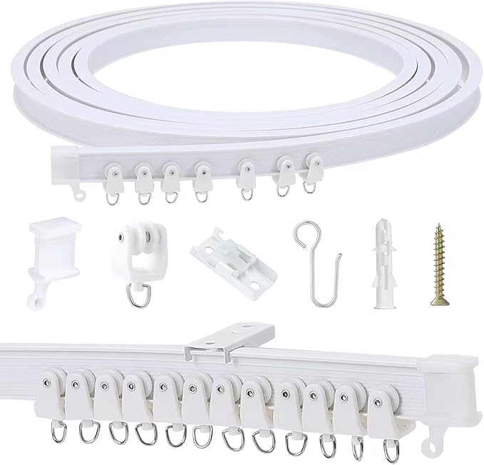 Flexible Bendable Ceiling Curtain Track, 5m (16.4ft), Ceiling Track Ceiling Mount, For Curtain Track with Track Curtain System, Rv Curtain Spacer,