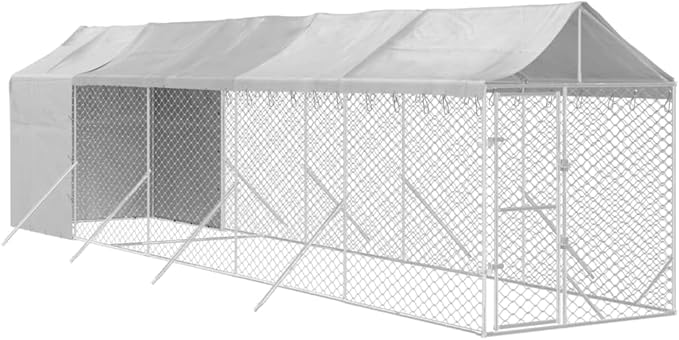 Andala Pets Outdoor Dog Kennel with Roof Silver 2x2x2.5 M Galvanised Steel