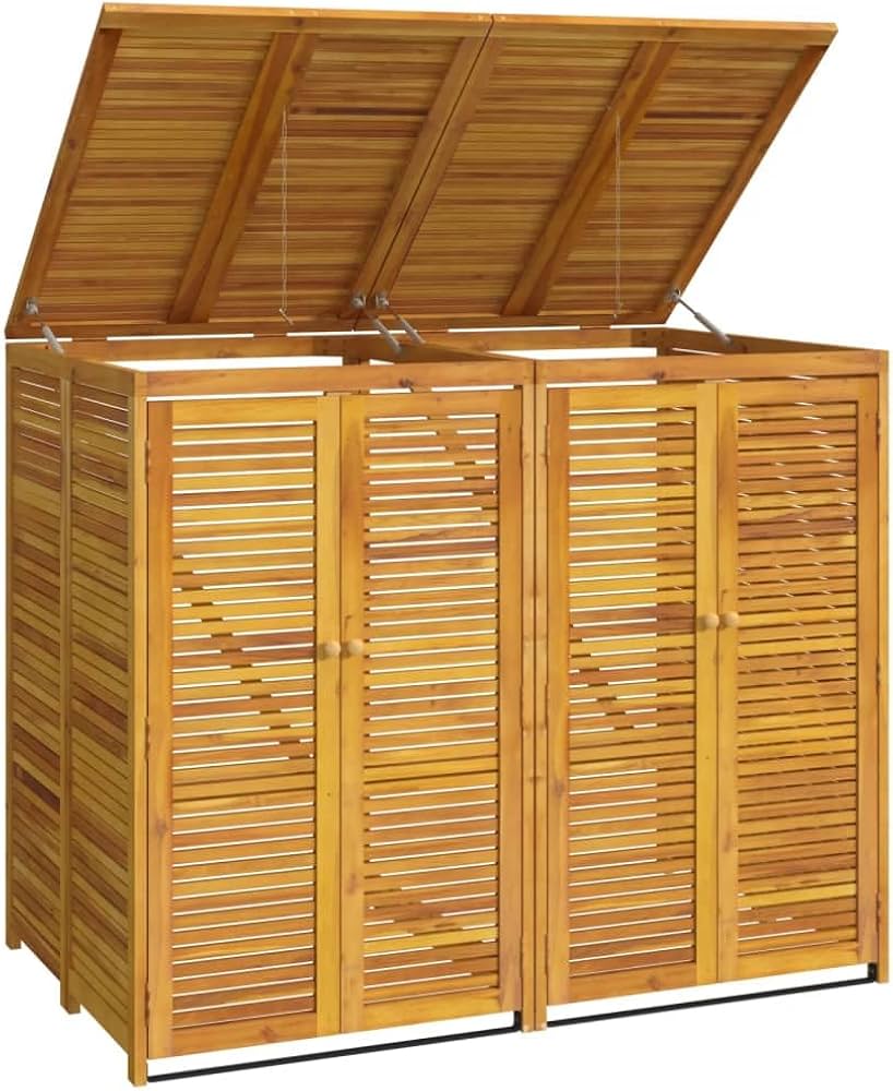 Double Garbage Bin Shed 140x89x117 cm Solid Wood Acacia vidaXL