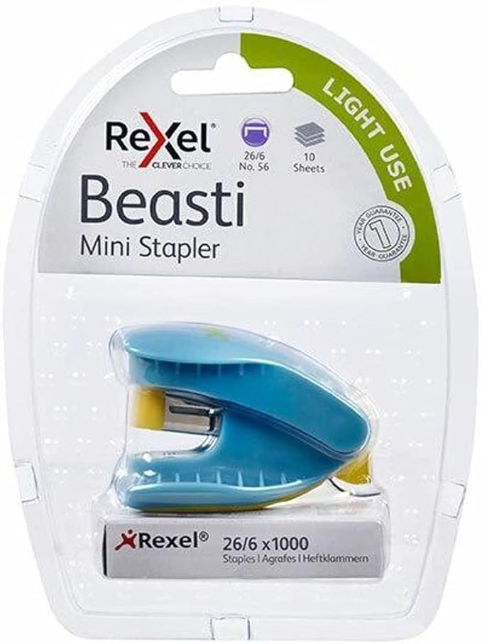 Rexel #210841 Stapler Mini Beasti Blue/Yellow