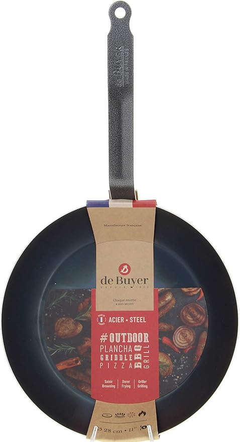 de Buyer Griller 20cm Nonstick Outdoor Saute Pan, Steel, Blue, 4.06L