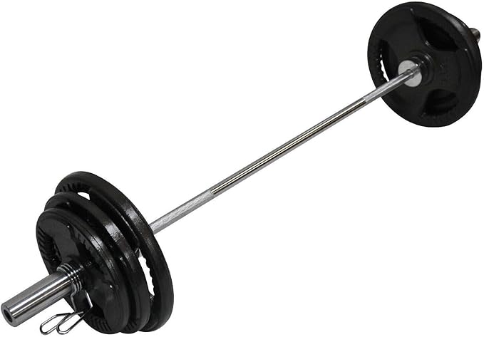 74kg Total - 150cm Olympic Barbell Bar - 7.5kgx2 + 10kgx2 + 15kgx2 Weight Plates Free Spring Collar