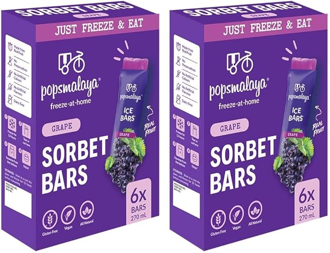 Pops Malaya Freeze-at-Home Sorbet Bars - Grape 6x45ml