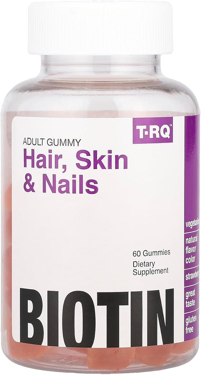 T-RQ, Adult Gummy, Hair, Skin & Nails, Strawberry, 60 Gummies