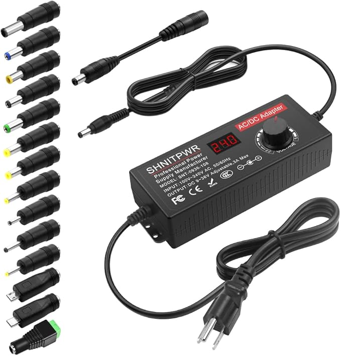 SHNITPWR Universal AC To DC Adapter 3V ~ 24V 2A 48W Switching Power Supply 3V 5V 6V 9V 12V 15V 18V 19V 20V 24V 1A 1.5A 2 Amps Adjustable AC/DC