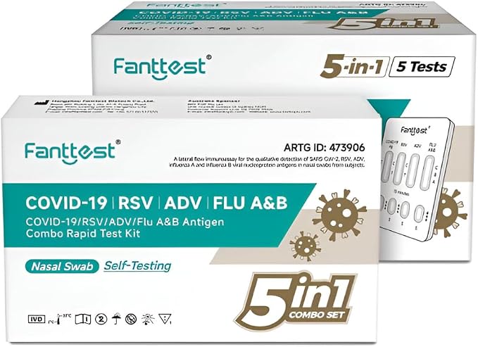 Fanttest 5-in-1 COVID-19/RSV/ADV/Flu A&B Antigen Combo Rapid Test Kit - 5 Tests