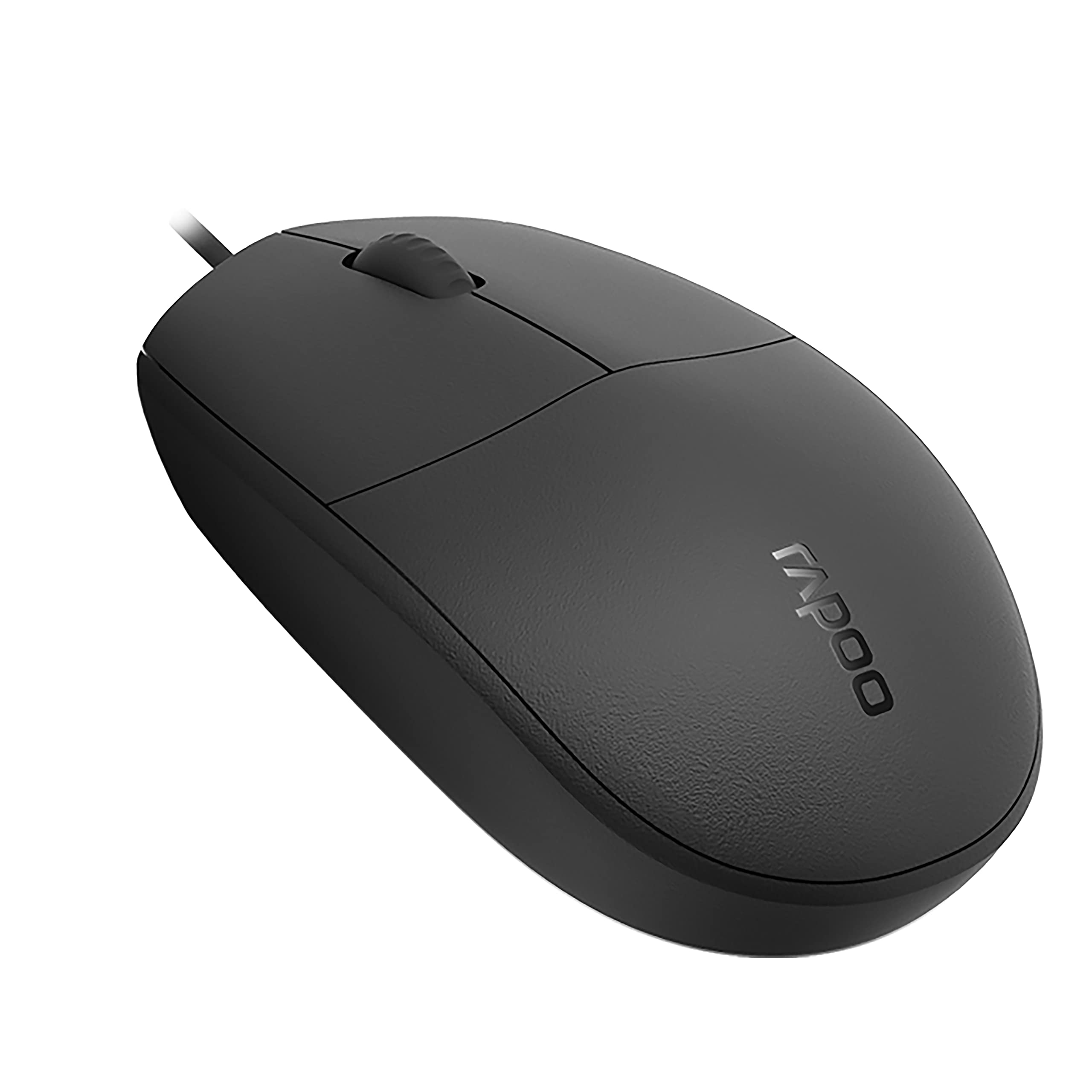 Rapoo N100 USB Optical 1600DPI Wired Mouse - Black