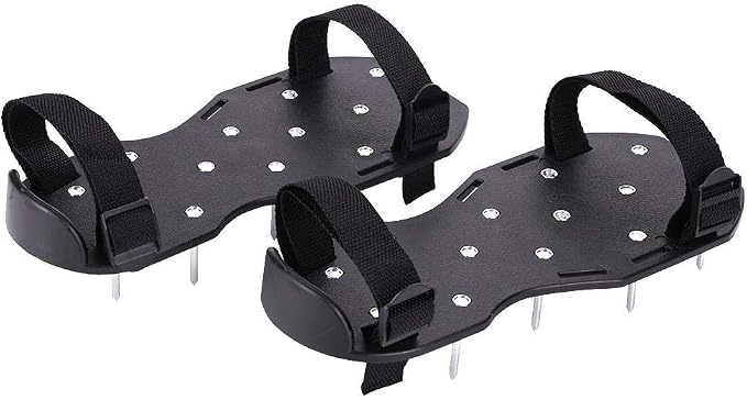 Lawn Aerator, Lawn Aerator Shoes, Lawn Nail Scarifier Shoes with Adjustable Metal Straps, One Size Lawn Spike Shoes(triple Band)