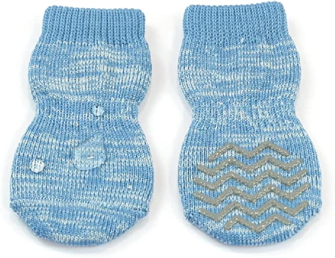 Zeez Hydrophobic Non-slip Pet Socks - 4 Pack, 2XLarge / Blue