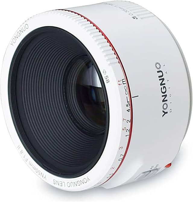 Yongnuo YN 50mm f/1.8 II Lens for Canon EF White, Full Frame, Prime ES, Only, Standard, Focus Autofocus, f/2.8 or
