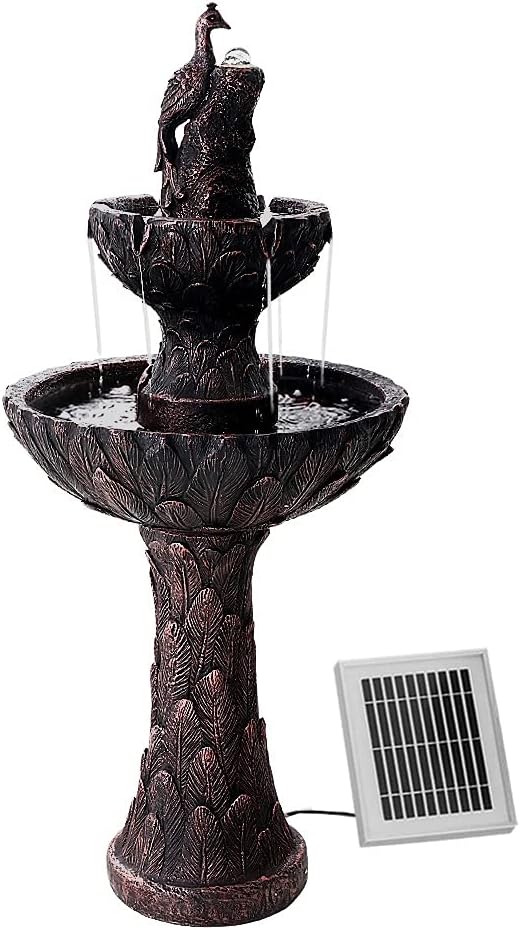 Gardeon Water Fountain Solar Outdoor Bird Bath Peacock Cascading