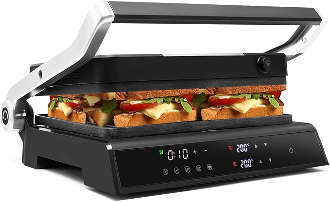 Costway 3-in-1 Electric Panini Press Grill With Non-stick Coated Plates