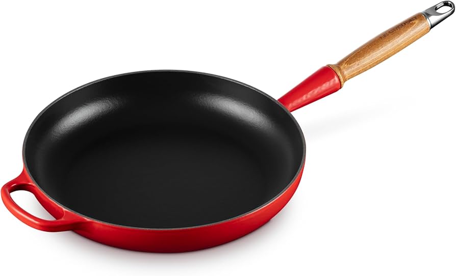 Le Creuset Signature Cast Iron Frying Pan 26cm Cerise Red with Wooden Handle