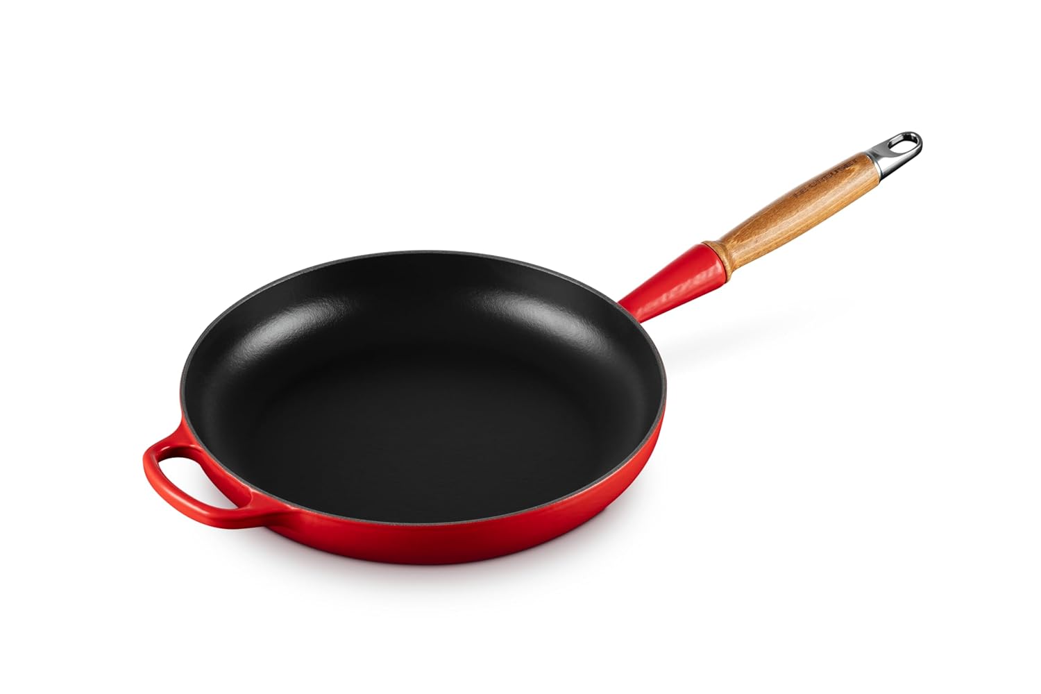 Le Creuset Signature Cast Iron Frying Pan 24cm Cerise Red with Wooden Handle
