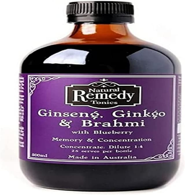 Natural Remedy Tonics Ginseng, Ginkgo & Brahmi 500ml