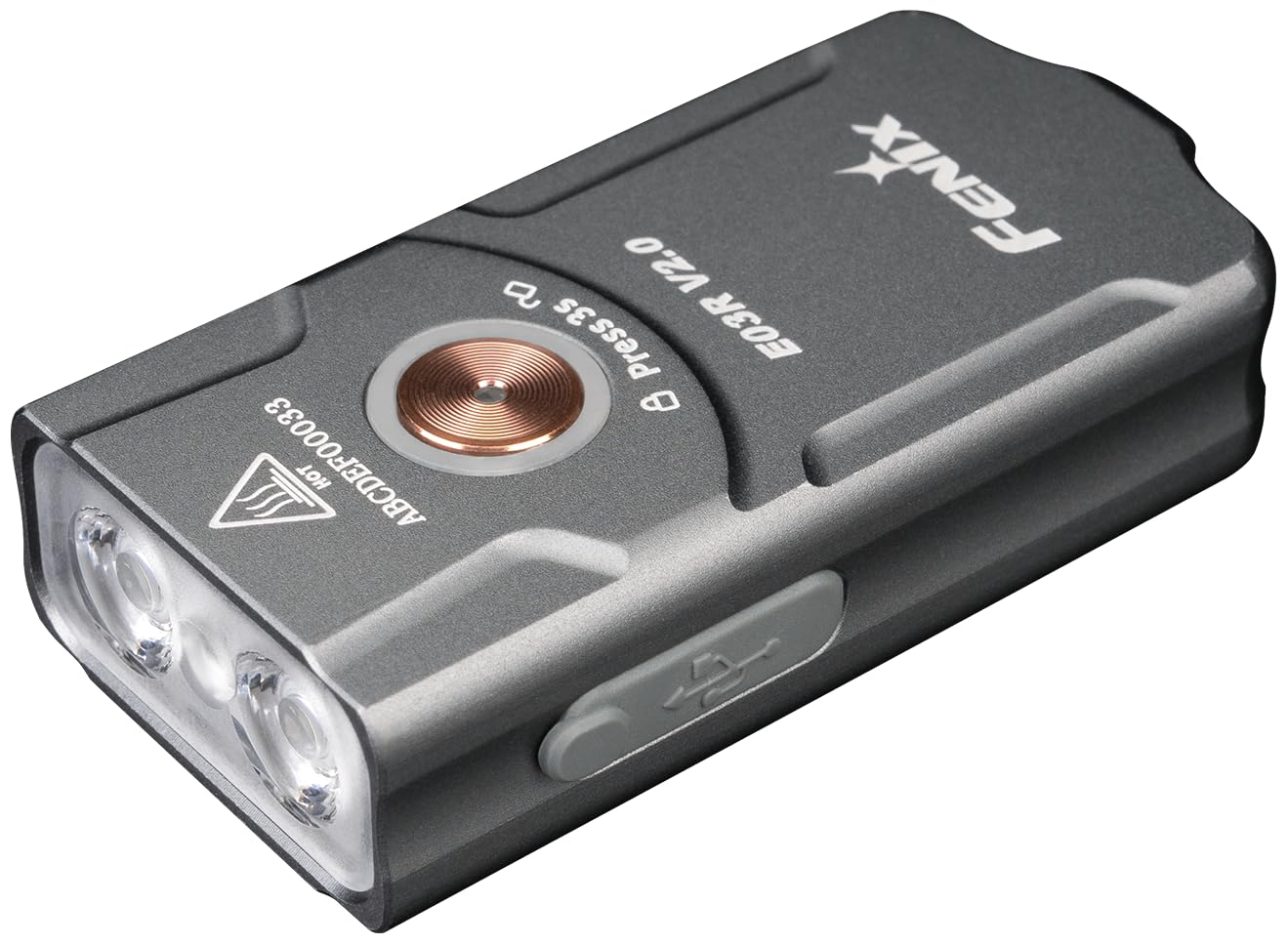 Fenix E03R V2.0 Rechargeable 500 Lumen Keychain Light Grey
