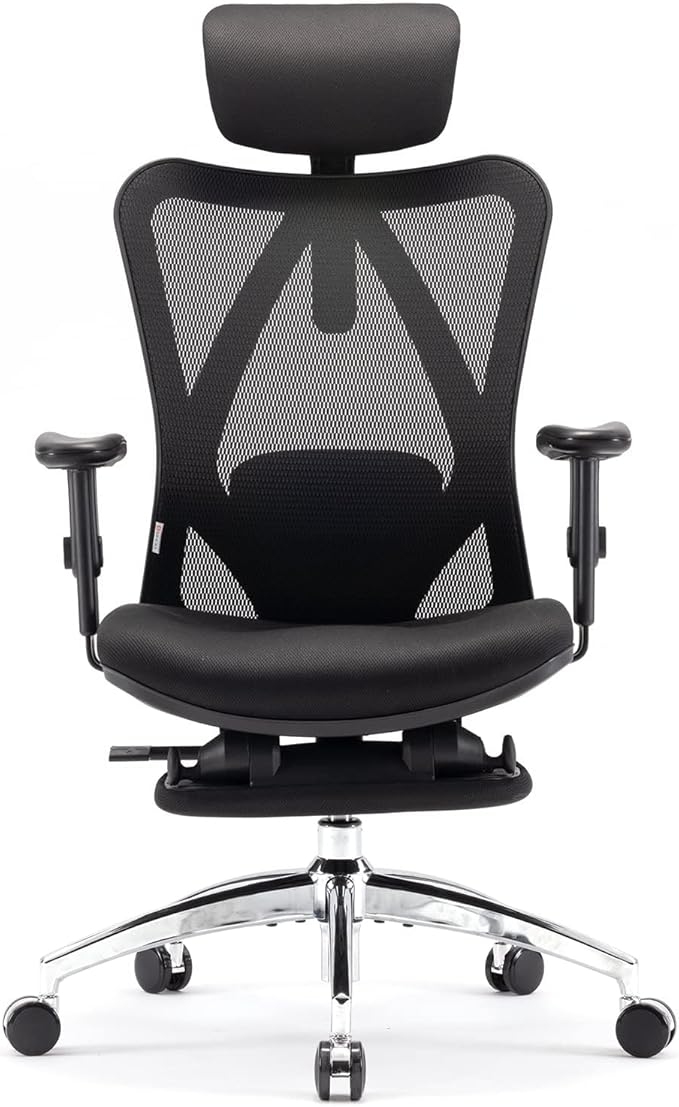 Sihoo Office Chair Ergonomic Desk Office Chair with Footrest, Breathable Mesh Design High Back Computer Chair, Adjustable Headrest and Lumbar