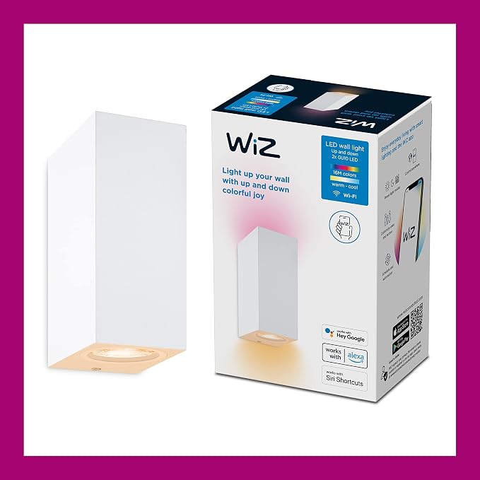 WiZ Colour Imageo Smart Connected WiFi Ceiling Light Spots 2 Pack [White]. App Control for Indoor Home Lighting, Livingroom and Bedroom, 929003210001