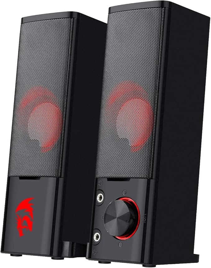 Redragon GS550 Orpheus PC Gaming Speakers, 2.0 Channel Stereo Desktop Computer Sound Bar With Compact Maneuverable Size, Headphone Jack, Quality