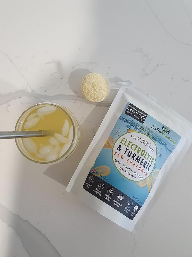 Nutra Nourished Electrolyte Powder 95% Pure Organic curcumin Lemon Flavour 250g