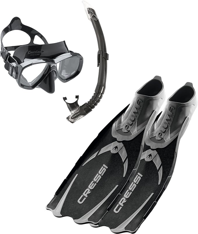 Cressi Black/Silver Pluma Snorkelling Set