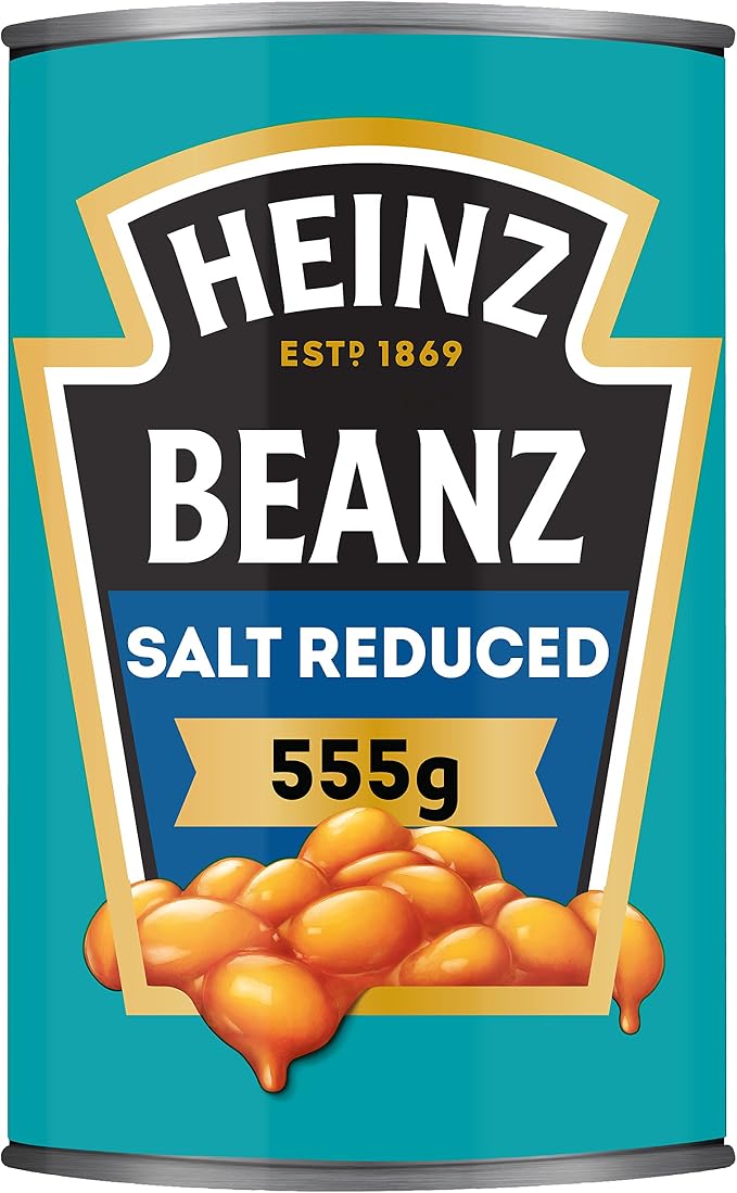 Heinz Beanz Reduced Salt Baked Beans in Tomato Sauce Great for Beans on Toast Canned Food Ready To Eat 555g