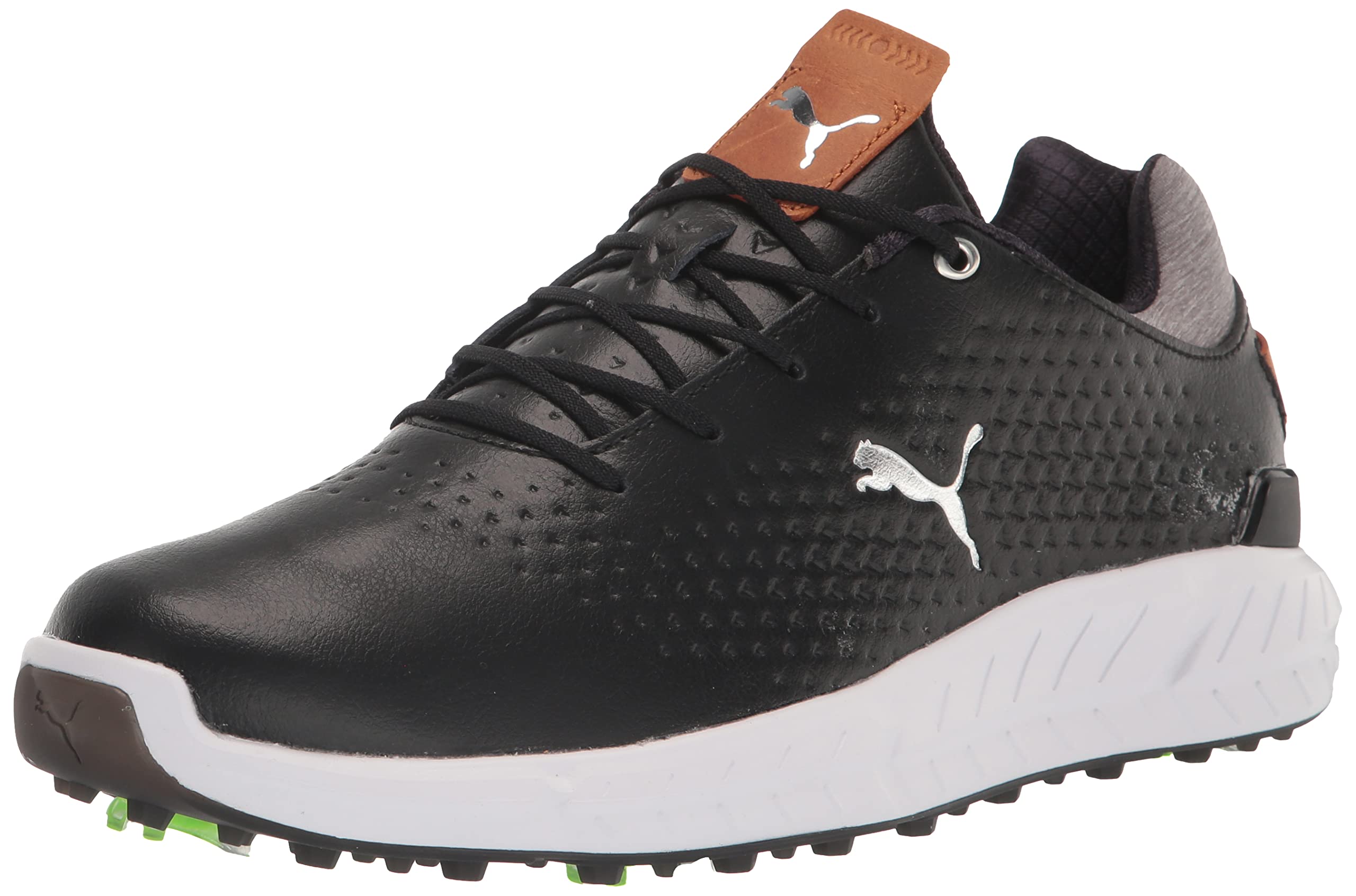 Ignite Articulate Leather Men's Golf Shoes in Black/Silver, Size 7.5 by Puma