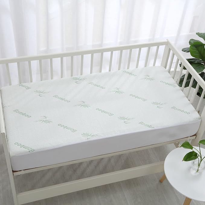 Dreamaker Baby Bamboo Knitted Cot Waterproof Mattress Protector - Standard
