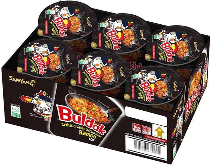 Samyang Ramen Korean Hot Chicken Ramen Cup Noodle Soup, 6 x 70 G
