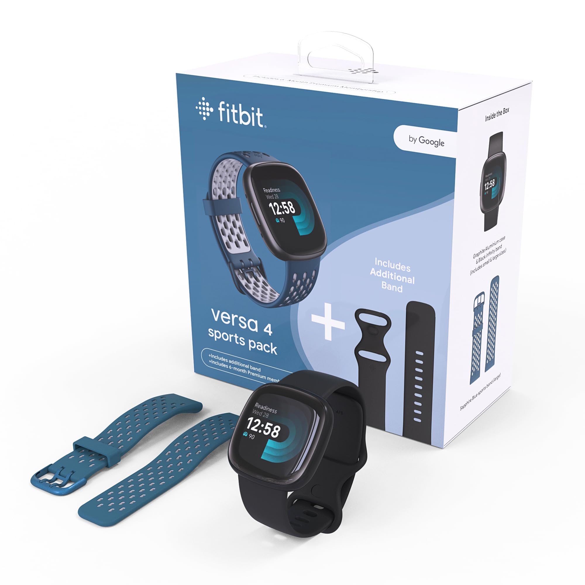 Fitbit Pack Versa 4 Sport Smartwatch Silver