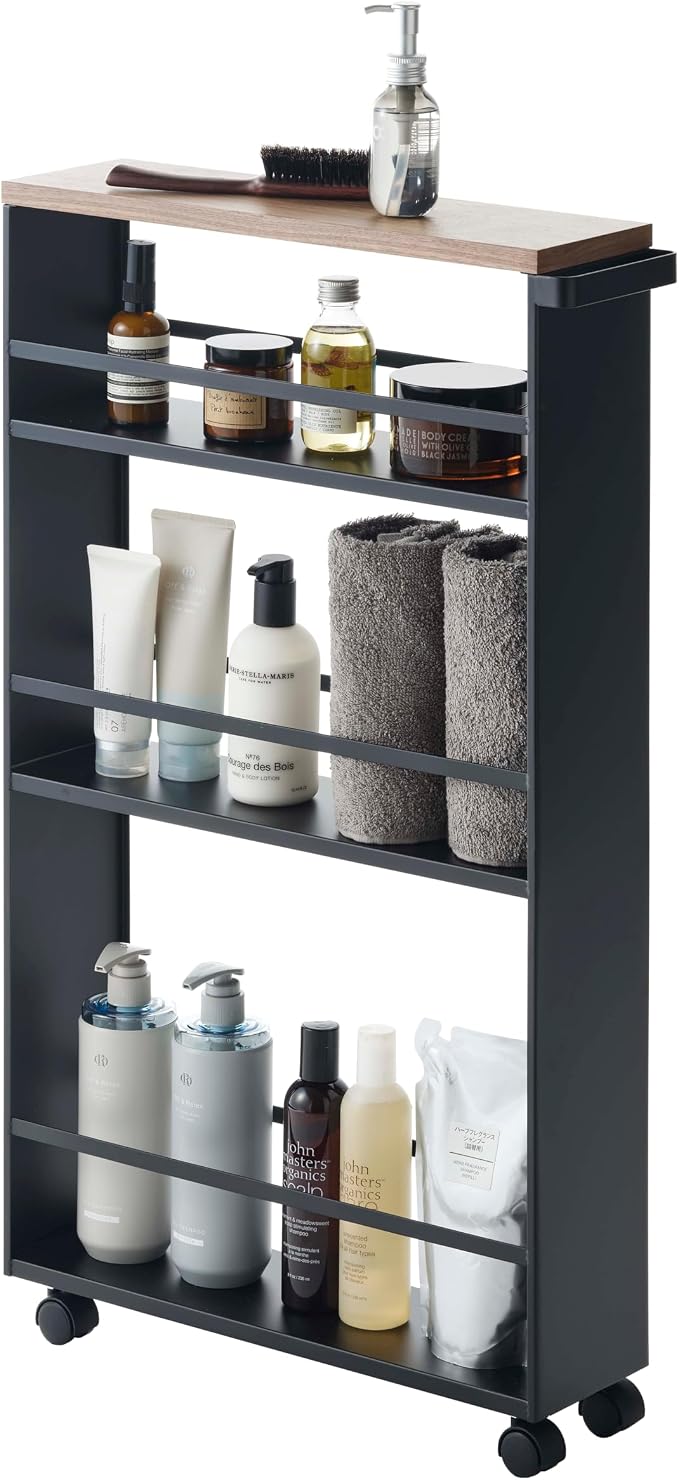 Yamazaki Tower Storage Cart With Handle Black