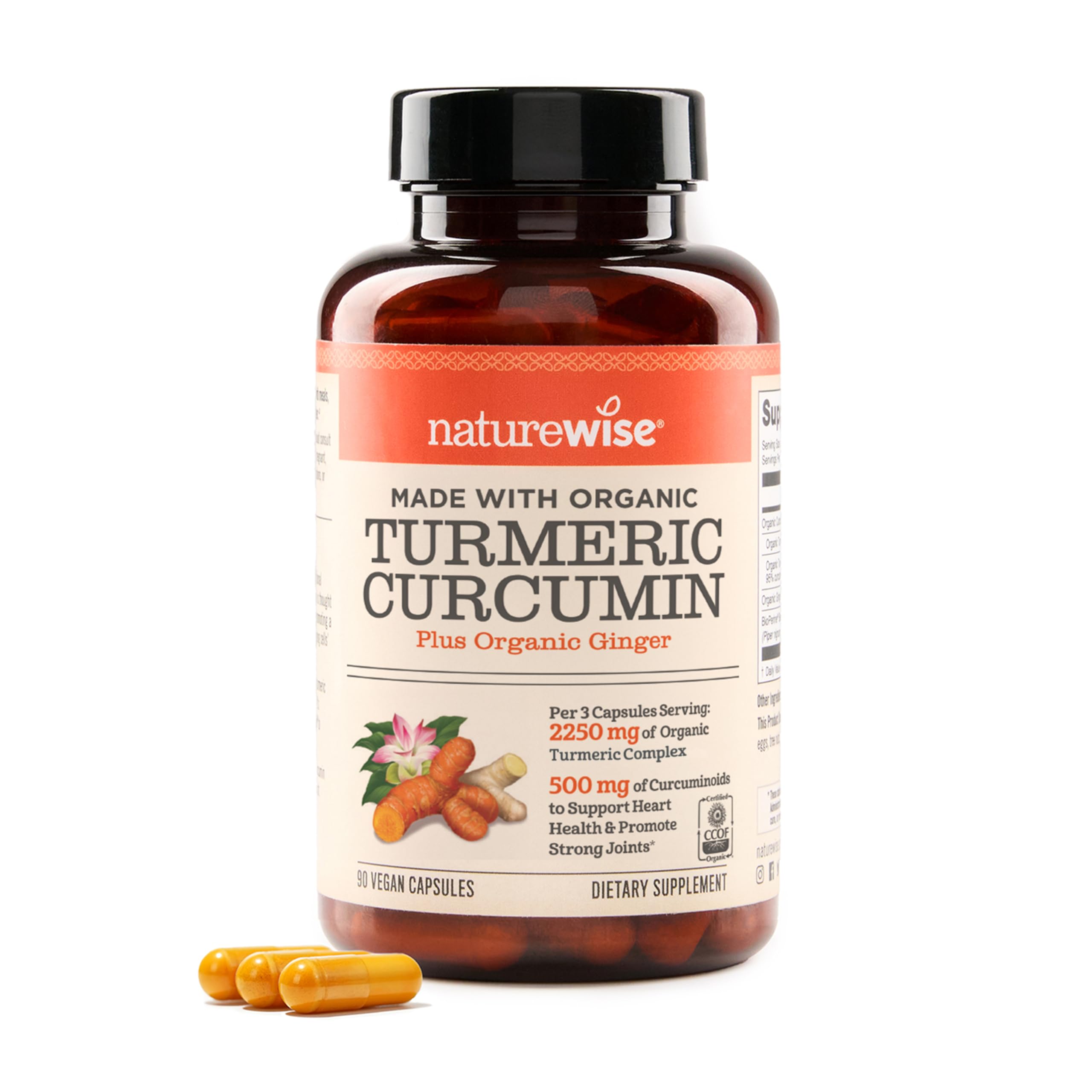 NatureWise Curcumin Turmeric 2250mg - 95% Curcuminoids 500mg - Turmeric w/BioPerine Black Pepper & Ginger - Enhanced Bioavailability for Joint