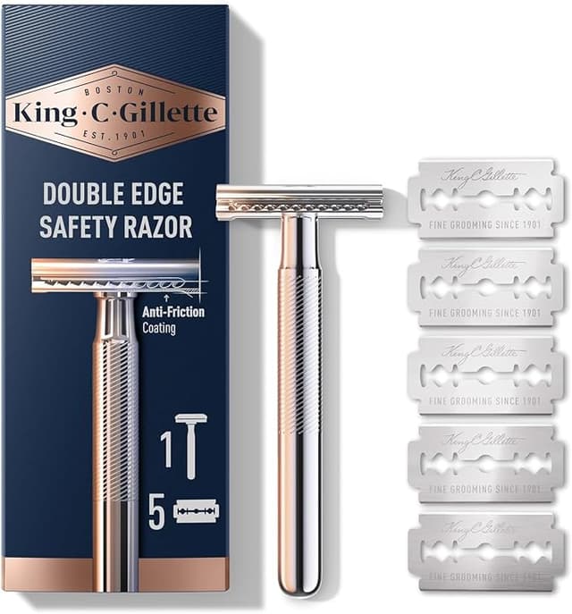 King C. Gillette Double Edge Safety Razor Chrome Plated Handle With 5