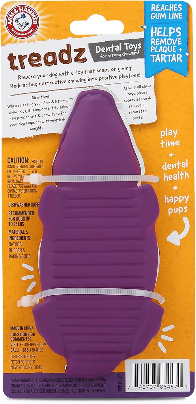 Arm & Hammer Treadz Dental Toys for Strong Chewers Small Gator 1 Toy