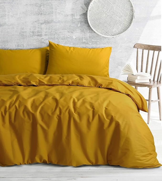 Amsons Mustard Double Quilt Cover Set