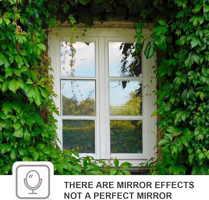 One Way Mirror Window Film Daytime Privacy Heat Control Film Solar Film Non-Adhesive Window Tint for Home and Office Black & Silver 6 MIL 60cm x 4m