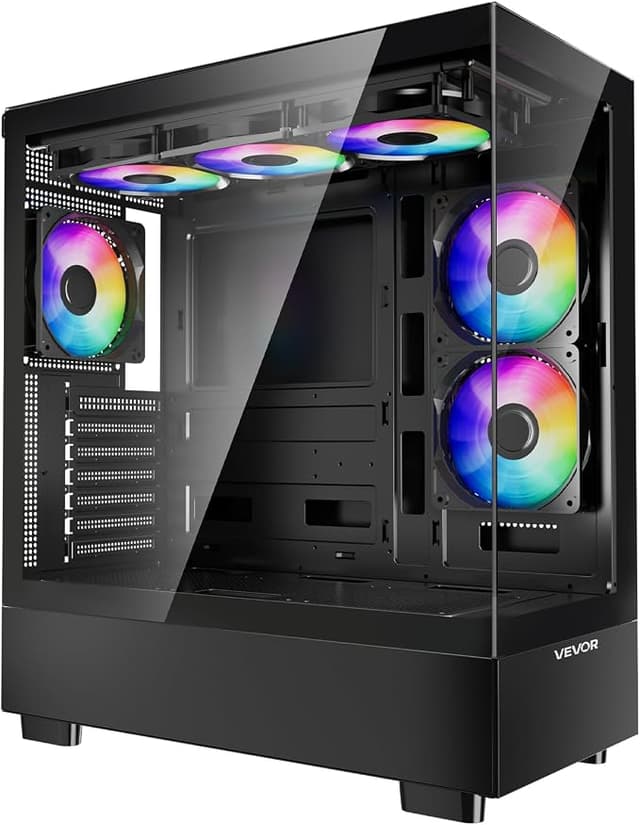 VEVOR Mid-Tower ATX PC Gaming Case Computer Case with 6 x 120 mm PWM ARGB Fans