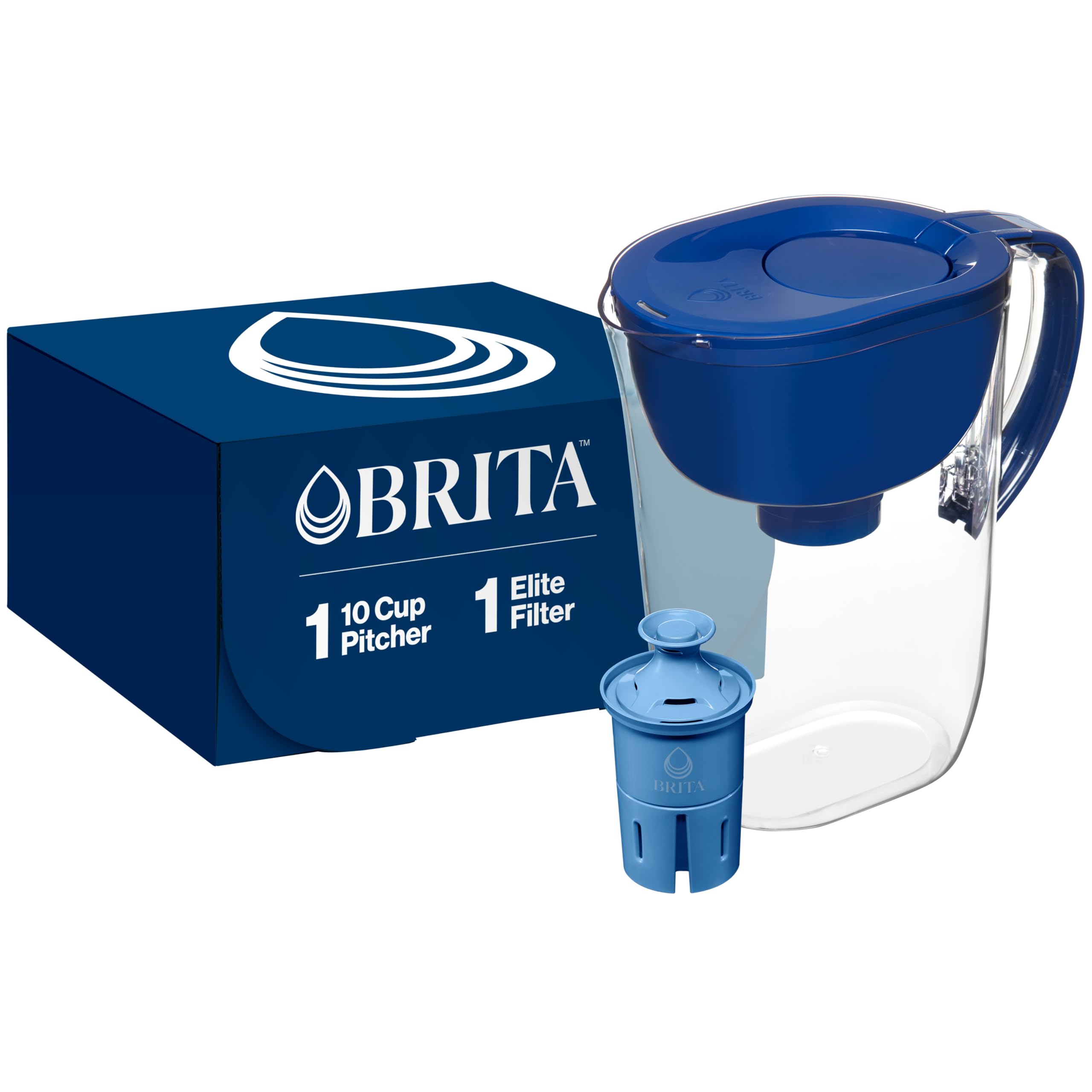 Brita Large Water Filter Pitcher For Tap and Drinking Water With Smartlight Filter Change Indicator + 1 Elite Filter, Reduces 99% of Lead, Lasts 6