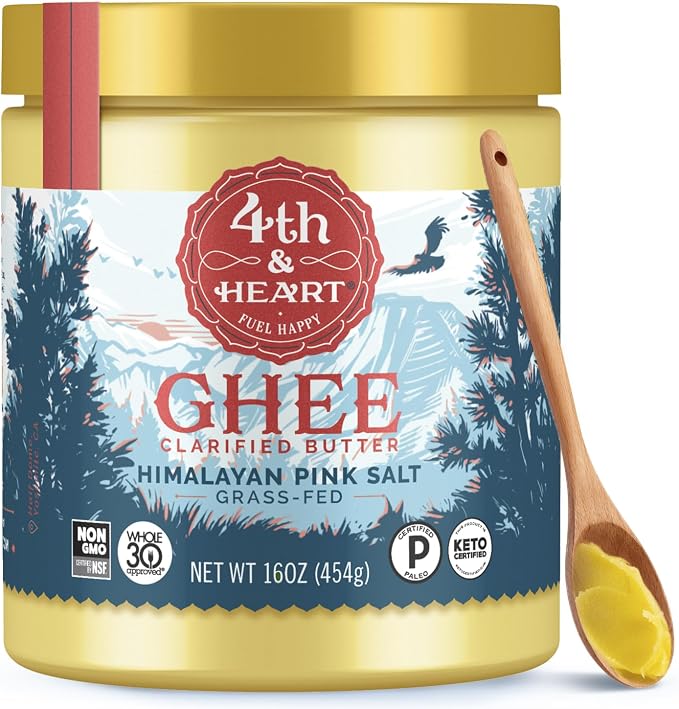 4th & Heart Himalayan Pink Salt Grass-Fed Ghee, 16 Ounce, Keto Pasture
