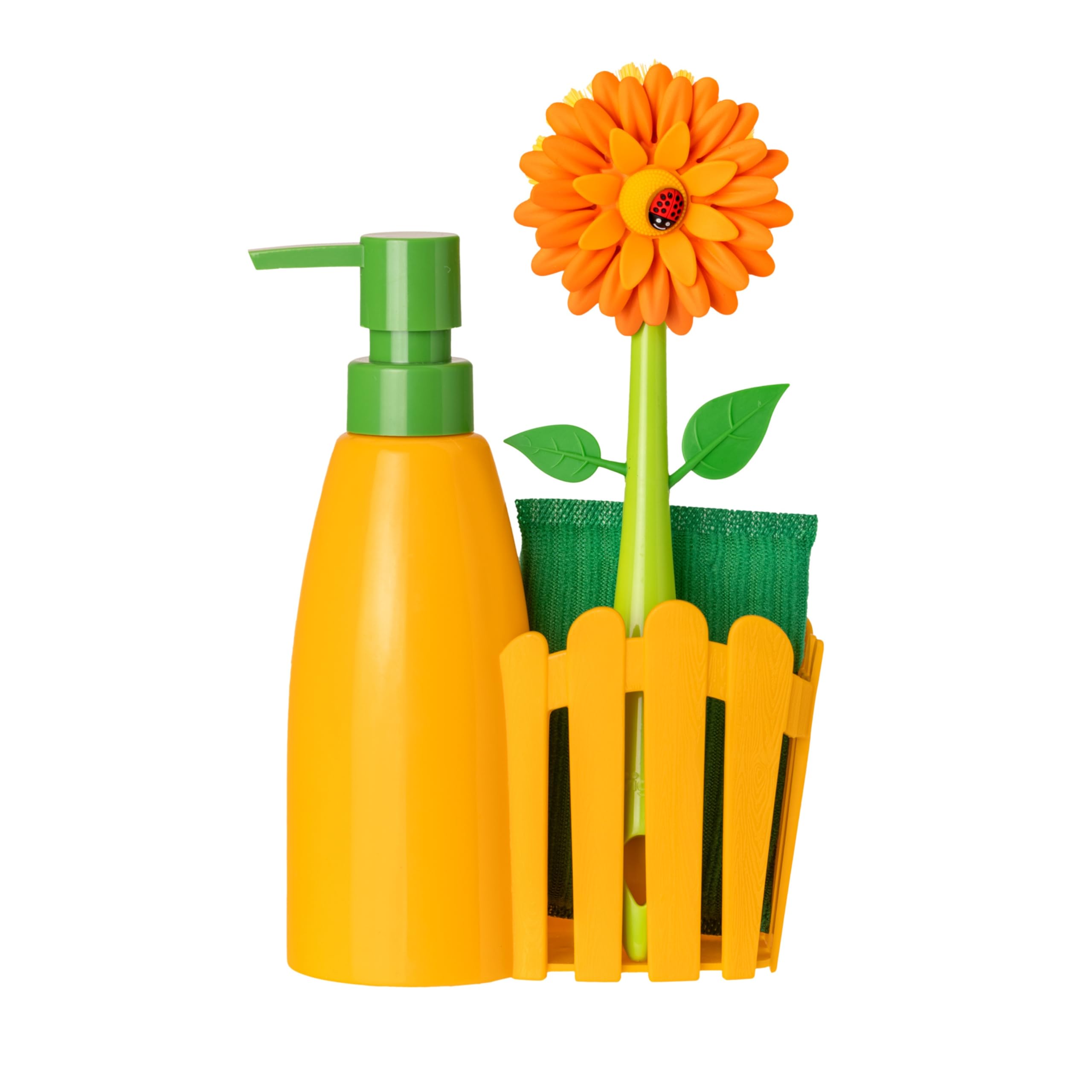 Vigar 3 Piece Flower Power Sink Caddy Dispenser Set Orange